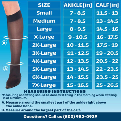 Made in USA - 8-15mmHg Sheer Compression Socks for Women - A107