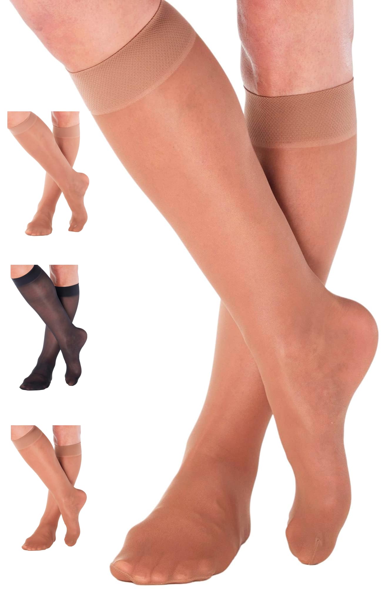 Made in USA - 8-15mmHg Sheer Compression Socks for Women - A107