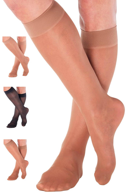 Made in USA - 8-15mmHg Sheer Compression Socks for Women - A107