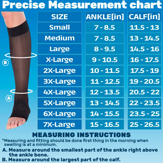 Made in USA - 15-20mmHg Open Toe Compression Socks for Women - A111