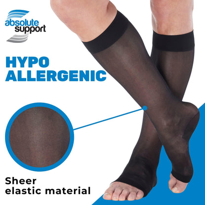 (3 Pairs) Made in USA - Open Toe Sheer Medical Compression Socks for Women 15-20mmHg, A111-3
