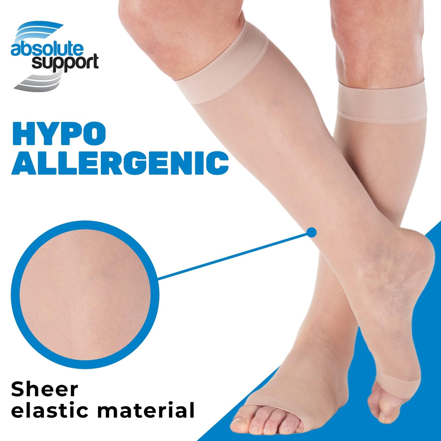 (3 Pairs) Made in USA - Open Toe Sheer Medical Compression Socks for Women 15-20mmHg, A111-3