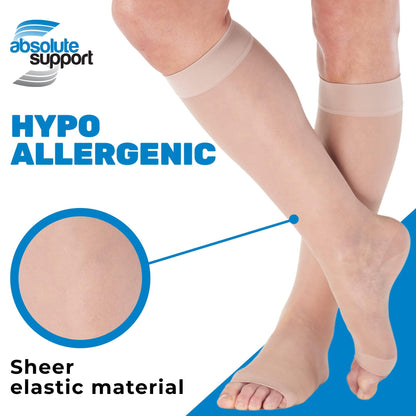 (3 Pairs) Made in USA - Open Toe Sheer Medical Compression Socks for Women 15-20mmHg, A111-3