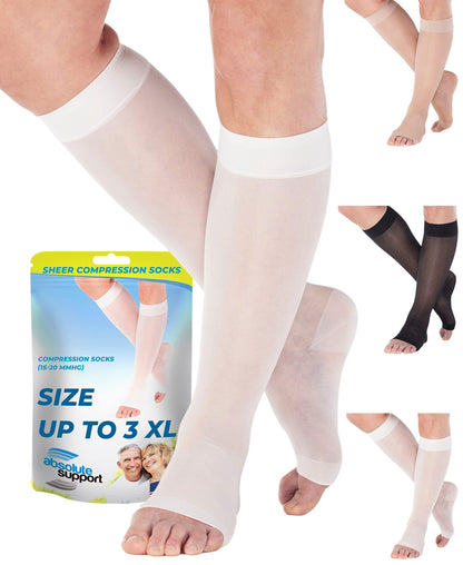 Made in USA - 15-20mmHg Open Toe Compression Socks for Women - A111