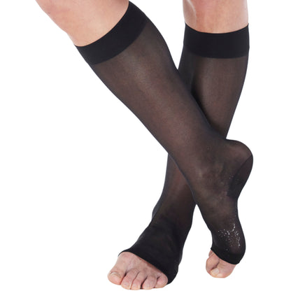 Made in USA - 15-20mmHg Open Toe Compression Socks for Women - A111