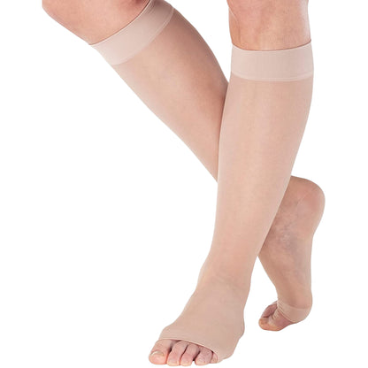 Made in USA - 15-20mmHg Open Toe Compression Socks for Women - A111