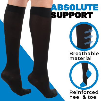 Knee High Compression Socks for Men & Women 15-20mmHg - Closed Toe,  Boost Circulation & Reduce Swelling,  A131