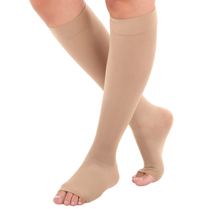 Knee High Compression Socks 15-20mmHg for Men & Women, Open Toe,  Boost Circulation & Reduce Swelling, A131OT