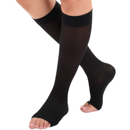 Knee High Compression Socks 15-20mmHg for Men & Women, Open Toe,  Boost Circulation & Reduce Swelling, A131OT