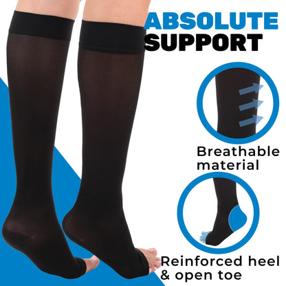 Knee High Compression Socks 15-20mmHg for Men & Women, Open Toe,  Boost Circulation & Reduce Swelling, A131OT