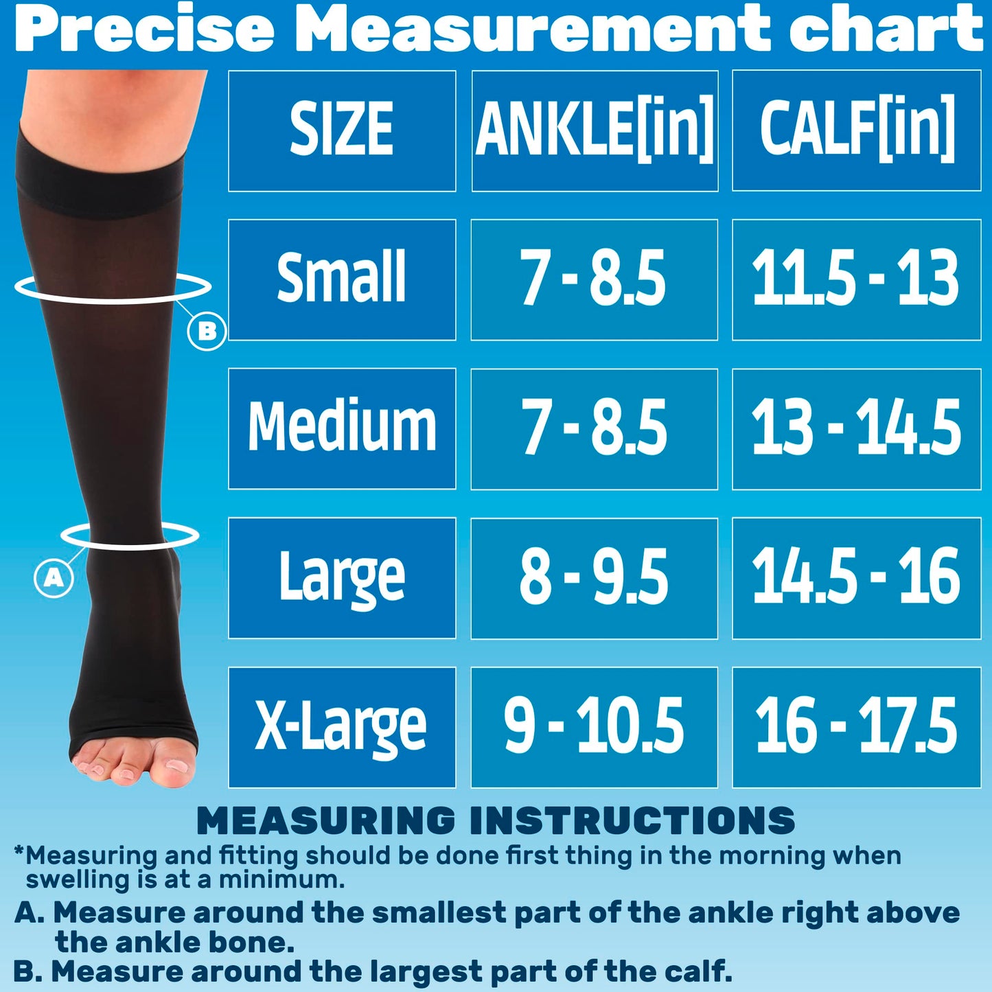 Knee High Compression Socks 15-20mmHg for Men & Women, Open Toe,  Boost Circulation & Reduce Swelling, A131OT
