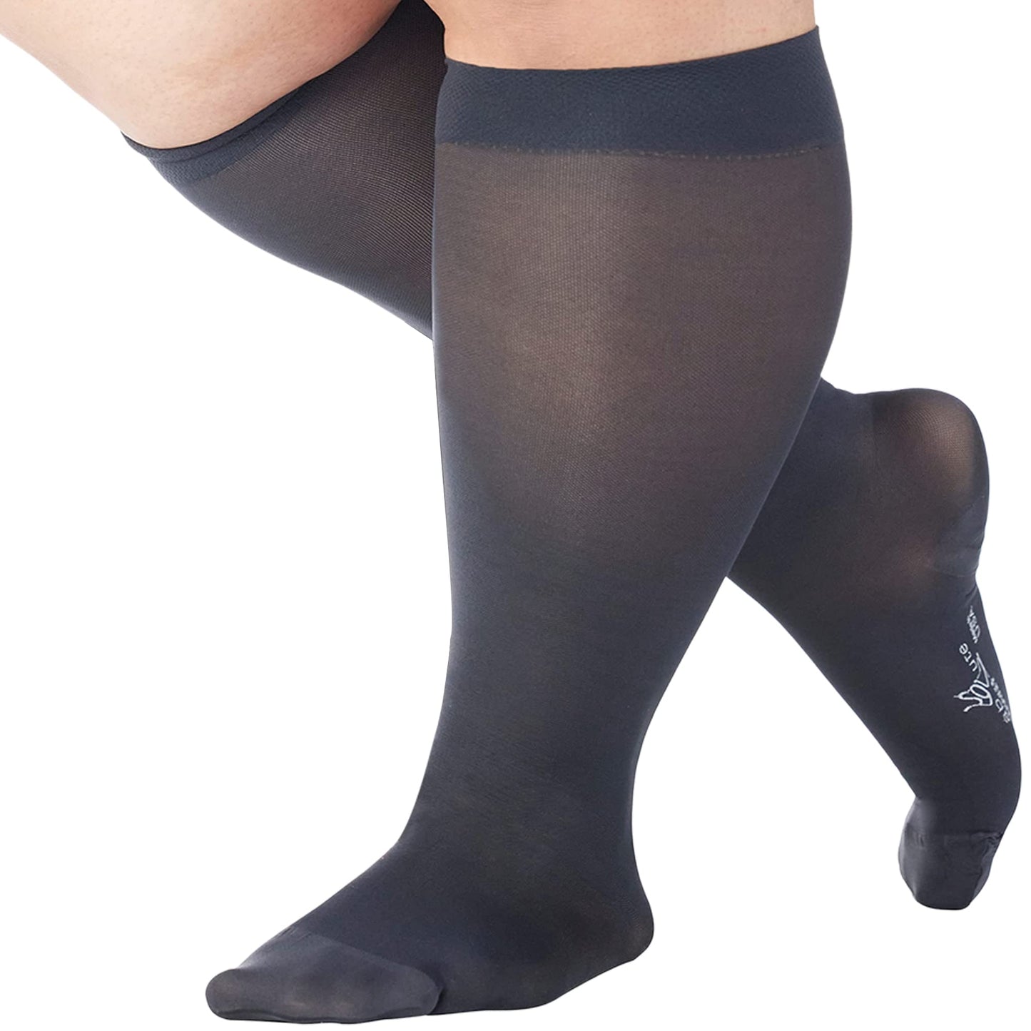 Plus Size Sheer-Opaque Compression Socks for Women 20-30mmHg - Knee High Compression Stockings - A2013