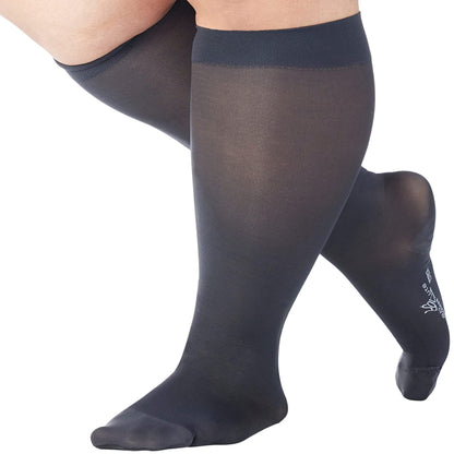 Plus Size Sheer-Opaque Compression Socks for Women 20-30mmHg - Knee High Compression Stockings - A2013