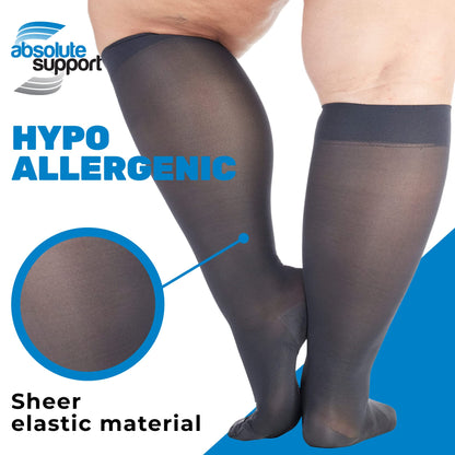 Plus Size Sheer-Opaque Compression Socks for Women 20-30mmHg - Knee High Compression Stockings - A2013