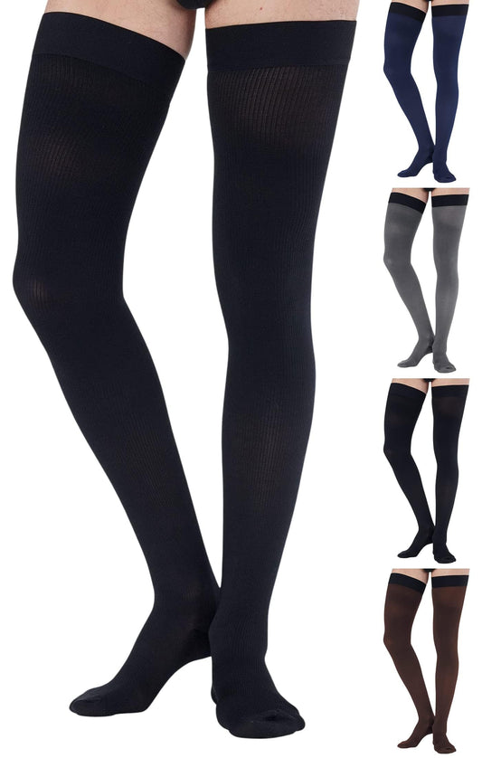 20-30mmHg Men's Opaque Compression Thigh Highs - A2017