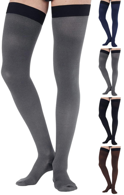 20-30mmHg Men's Opaque Compression Thigh Highs - A2017