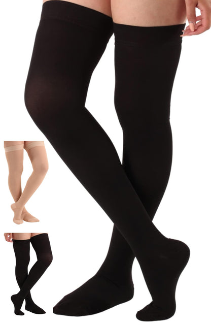 20-30mmHg Womens Opaque Compression Thigh Highs - A203W