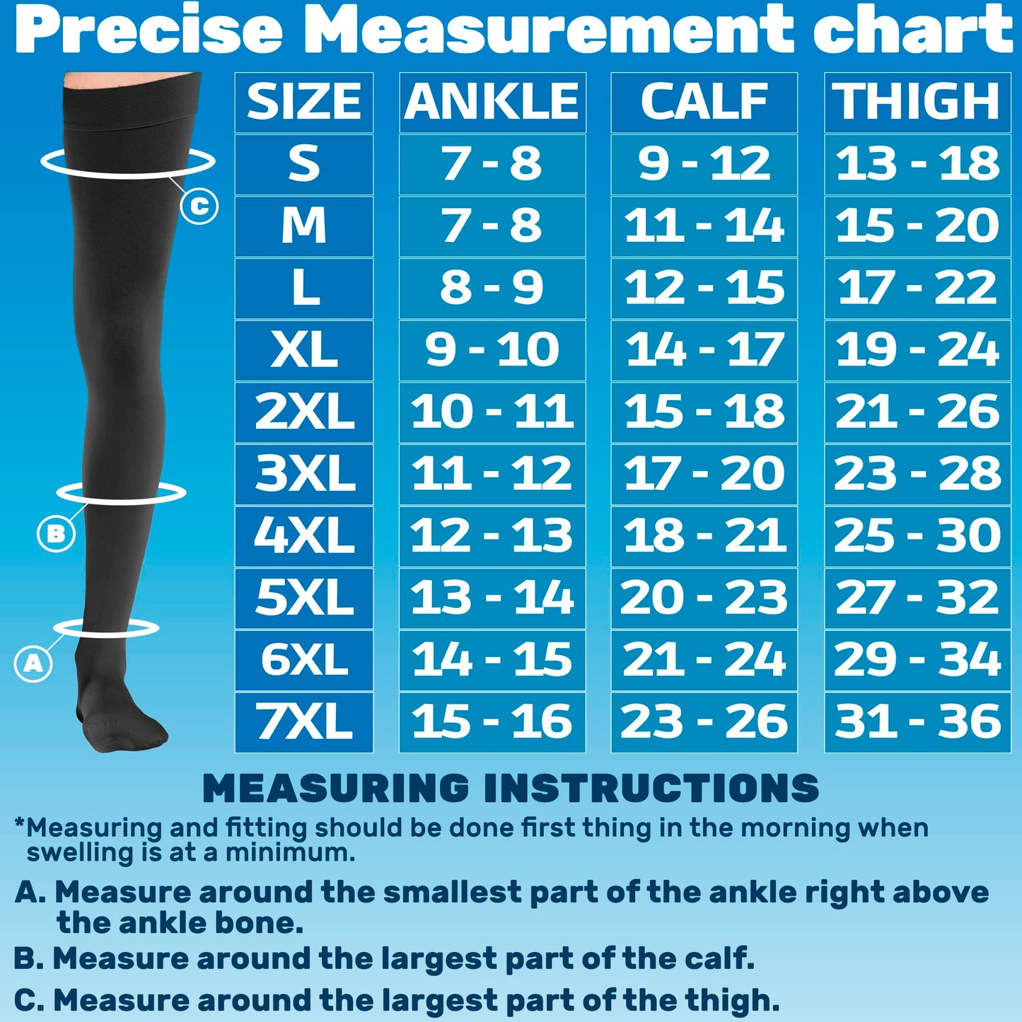 20-30mmHg Compression Thigh Highs for Men - A203M
