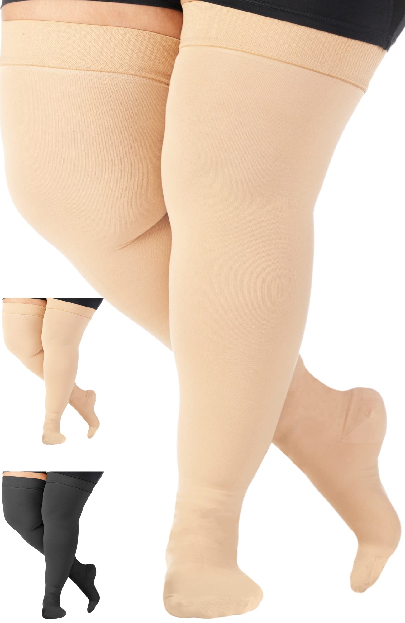 ABSOLUTE SUPPORT Plus Size Compression Socks Wide Calf 20-30 mmHg for Men and Women, A203PS