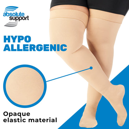 ABSOLUTE SUPPORT Plus Size Compression Socks Wide Calf 20-30 mmHg for Men and Women, A203PS