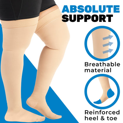 ABSOLUTE SUPPORT Plus Size Compression Socks Wide Calf 20-30 mmHg for Men and Women, A203PS