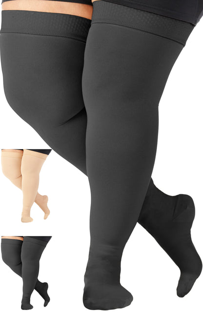 ABSOLUTE SUPPORT Plus Size Compression Socks Wide Calf 20-30 mmHg for Men and Women, A203PS