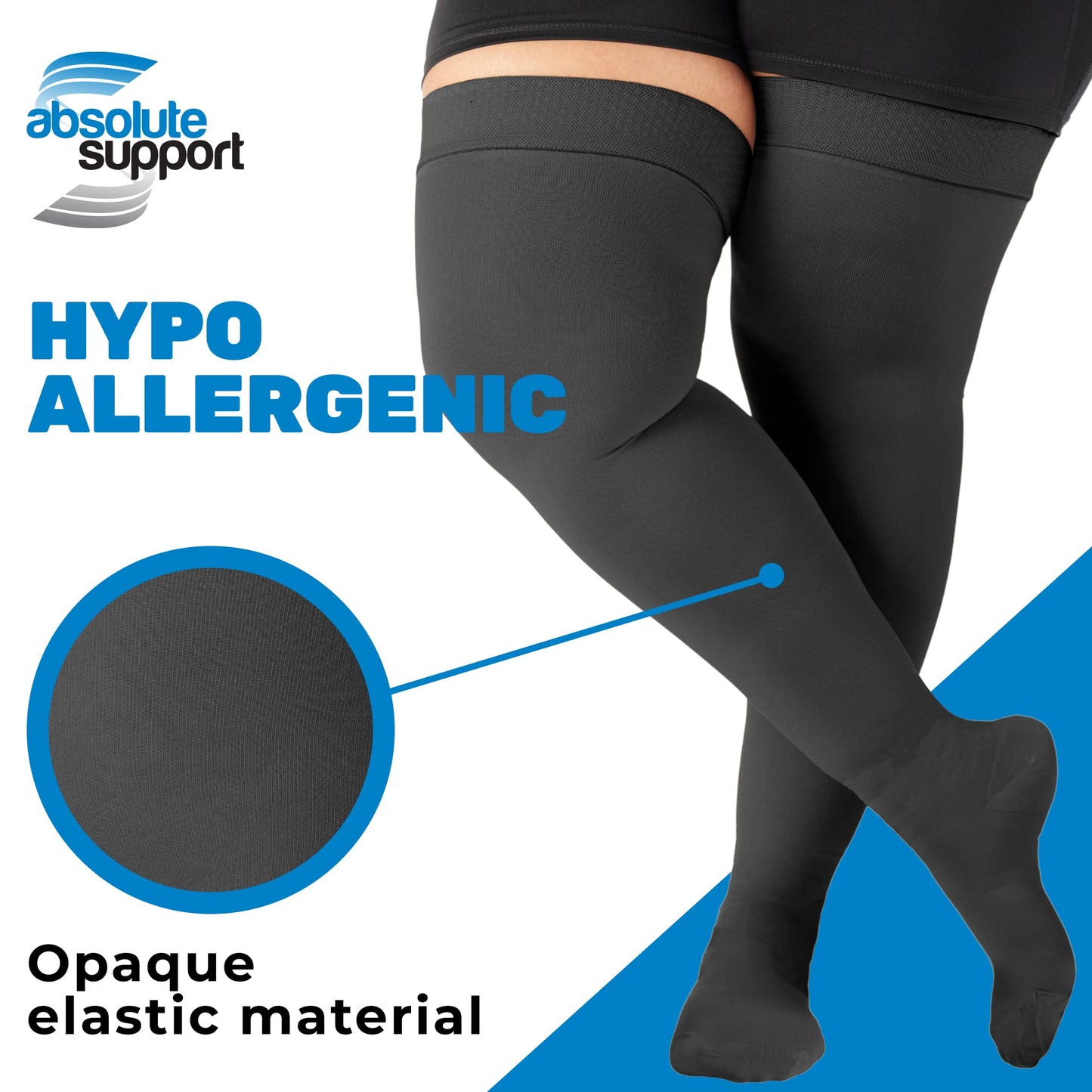 ABSOLUTE SUPPORT Plus Size Compression Socks Wide Calf 20-30 mmHg for Men and Women, A203PS