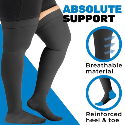 ABSOLUTE SUPPORT Plus Size Compression Socks Wide Calf 20-30 mmHg for Men and Women, A203PS