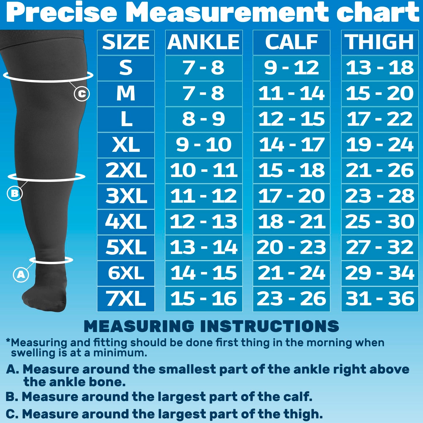 ABSOLUTE SUPPORT Plus Size Compression Socks Wide Calf 20-30 mmHg for Men and Women, A203PS