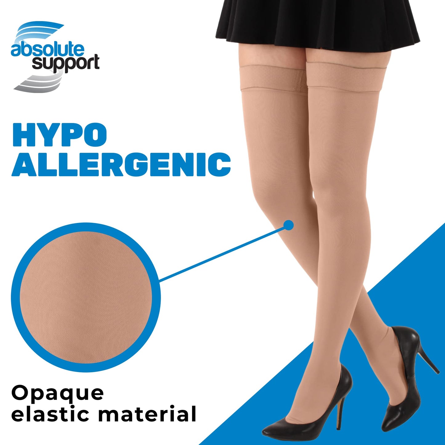 ABSOLUTE SUPPORT Thigh High Compression Socks for Women & Men 20-30mmHg, A203SW
