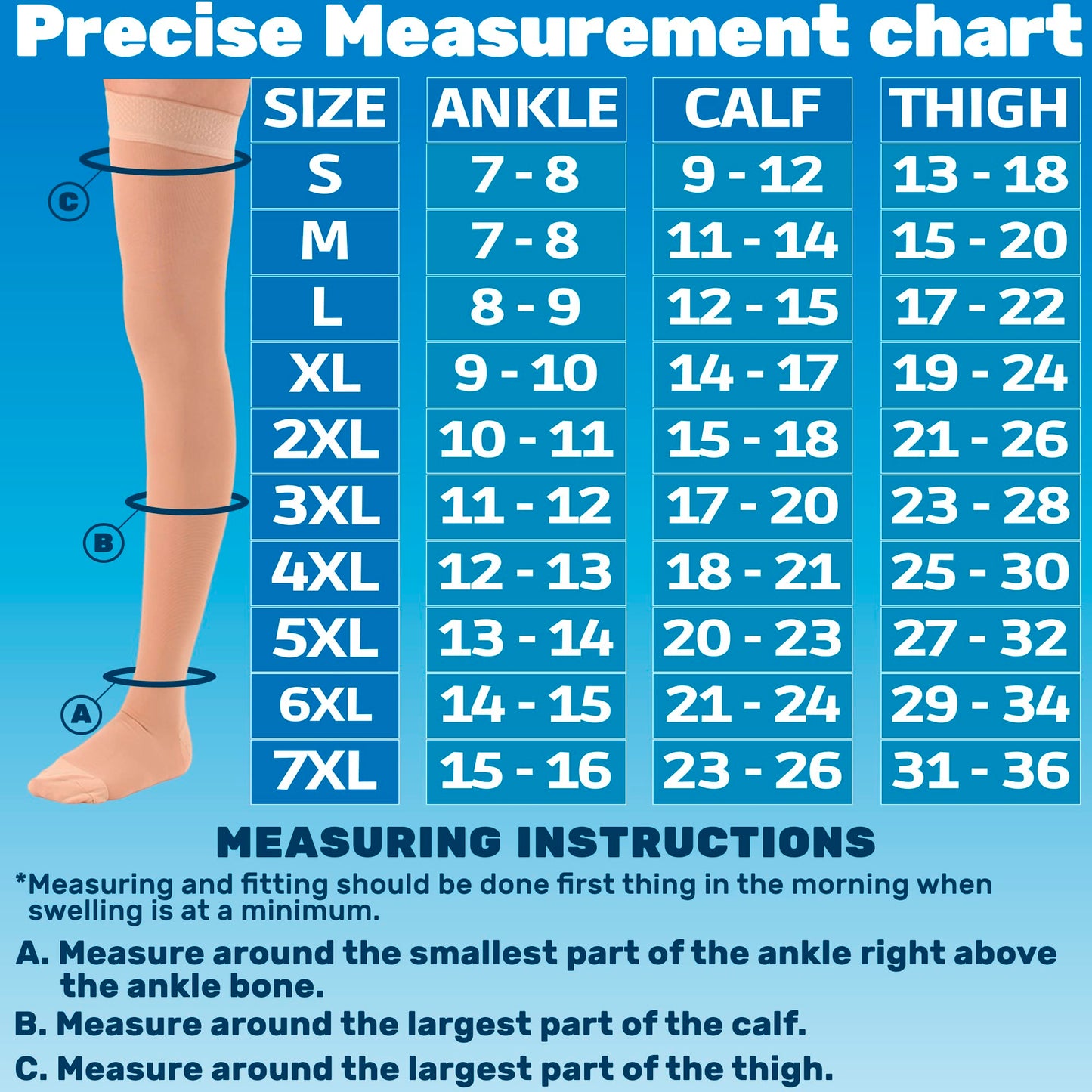 ABSOLUTE SUPPORT Thigh High Compression Socks for Women & Men 20-30mmHg, A203SW