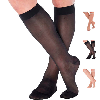 Made in USA - 20-30mmHg Sheer Compression Socks for Women - A205