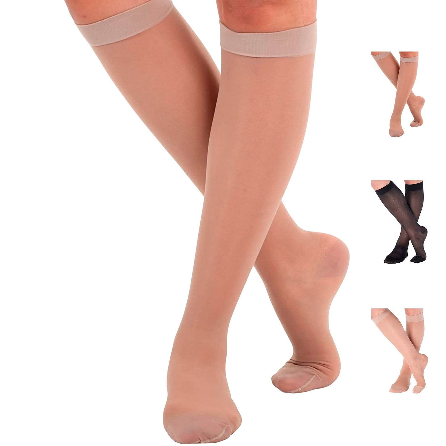 Made in USA - 20-30mmHg Sheer Compression Socks for Women - A205