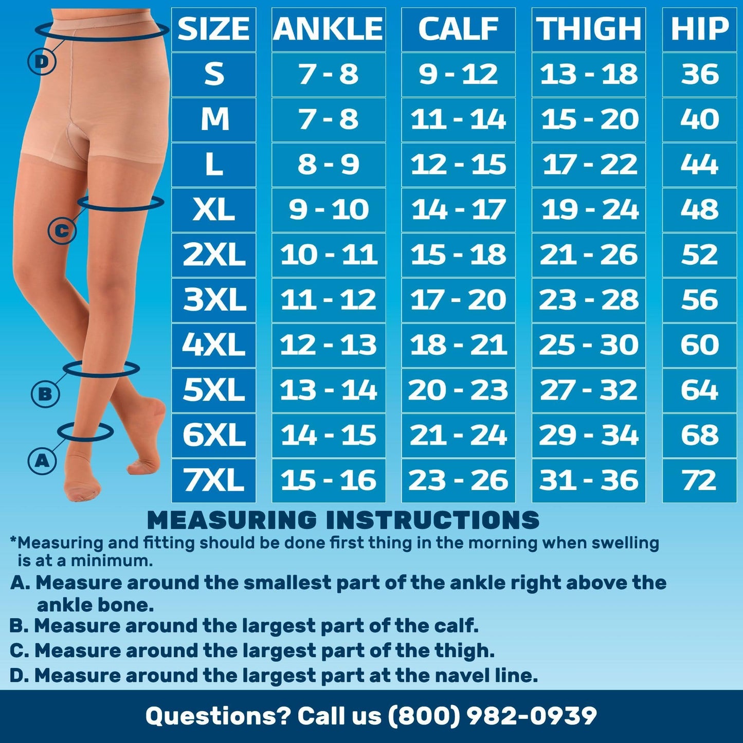 Made in USA - 20-30mmHg Sheer Compression Pantyhose for Women - A207