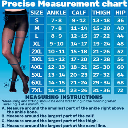 Made in USA - 20-30mmHg Sheer Compression Pantyhose for Women - A207