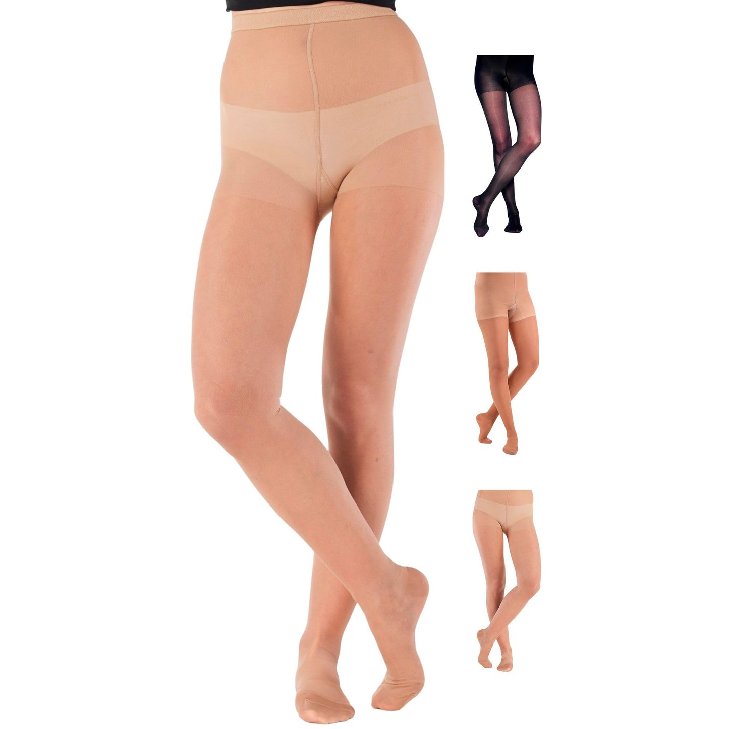 Made in USA - 20-30mmHg Sheer Compression Pantyhose for Women - A207