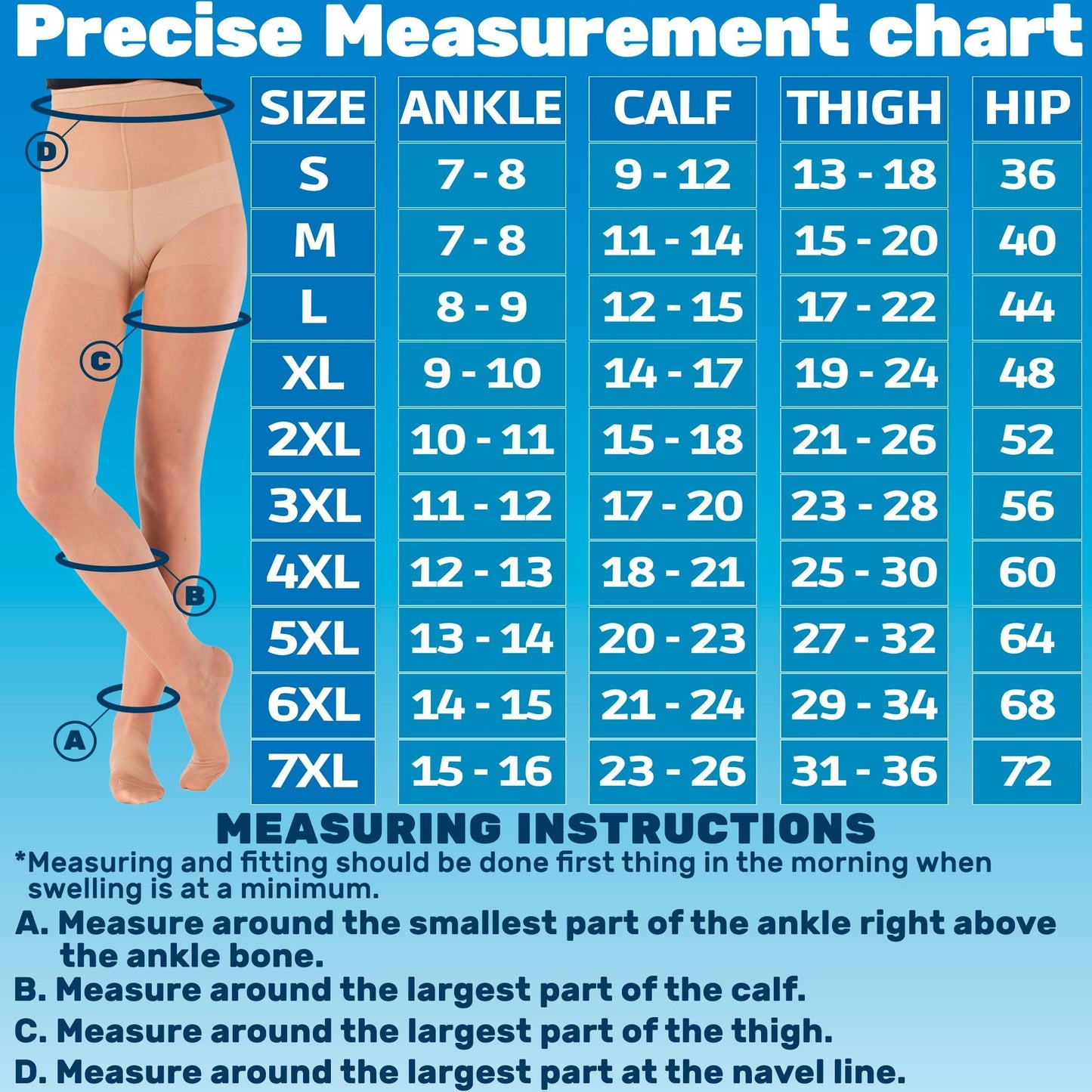 Made in USA - 20-30mmHg Sheer Compression Pantyhose for Women - A207