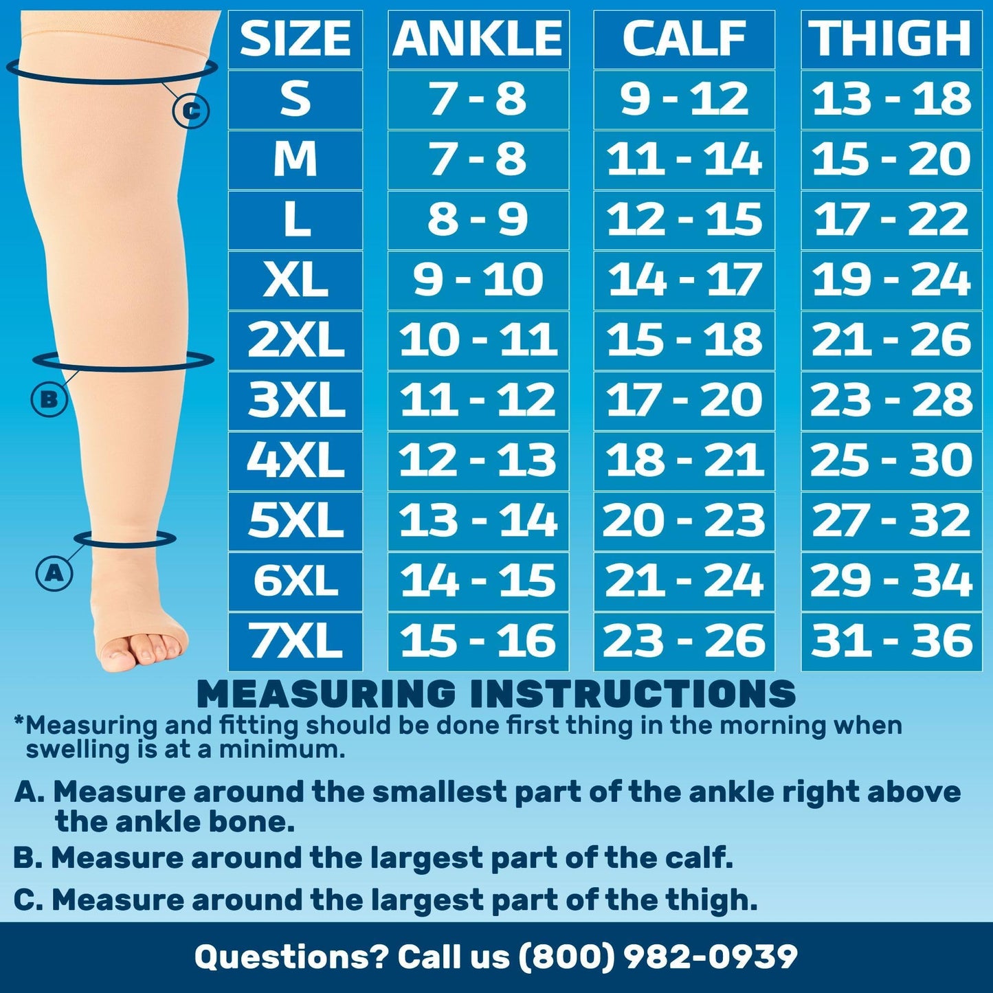 20-30mmHg Open Toe Mens Compression Thigh Highs - A213M