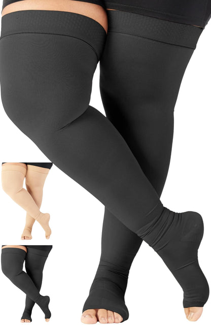 20-30mmHg Open Toe Womens Compression Thigh Highs - A213W