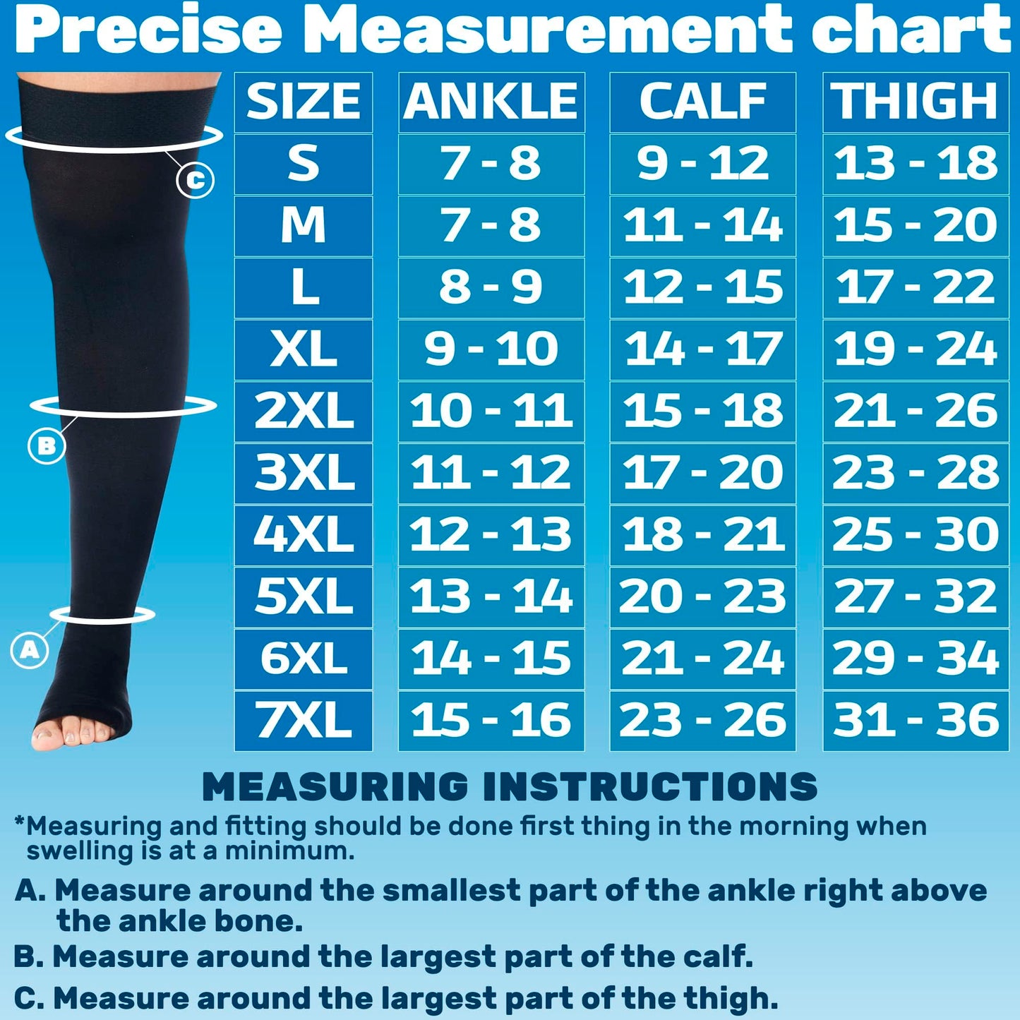 20-30mmHg Open Toe Mens Compression Thigh Highs - A213M