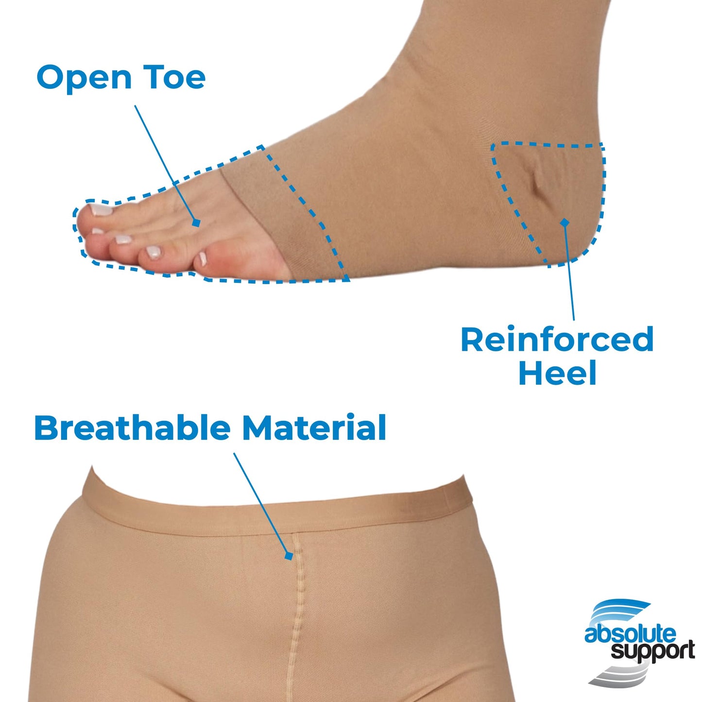 Absolute Support Women’s 20–30mmHg Compression Pantyhose, Full Length – Circulation, Varicose Veins & Swelling Relief, A214VV