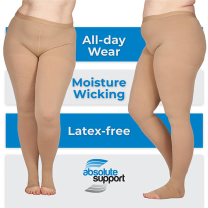 Absolute Support Women’s 20–30mmHg Compression Pantyhose, Full Length – Circulation, Varicose Veins & Swelling Relief, A214VV