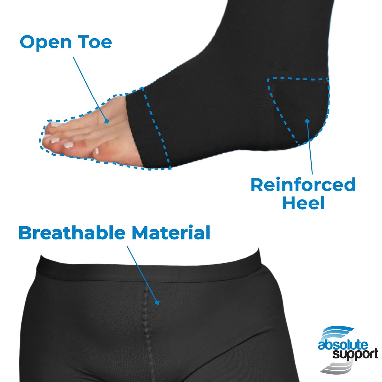 Absolute Support Women’s 20–30mmHg Compression Pantyhose, Full Length – Circulation, Varicose Veins & Swelling Relief, A214VV