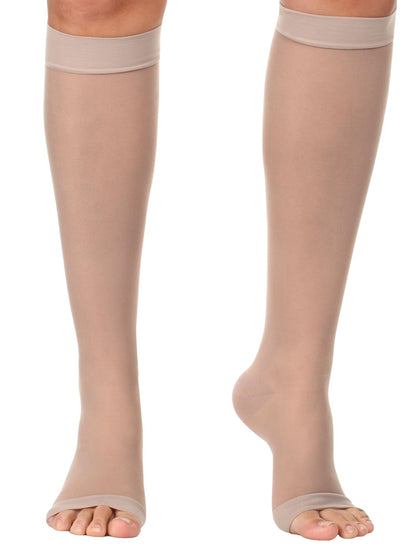 Made in USA - 20-30mmHg Open Toe Sheer Compression Socks for Women - A215
