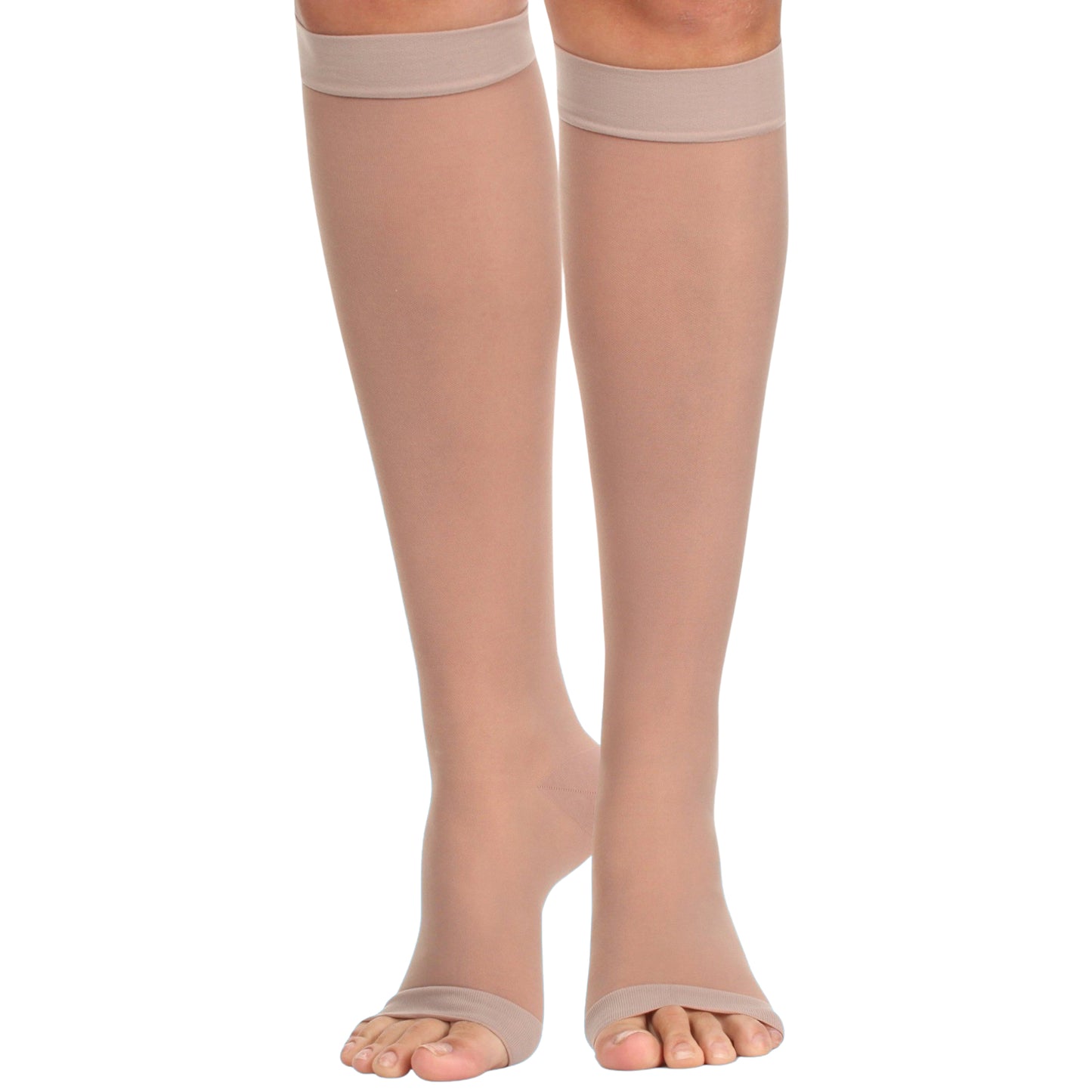 Made in USA - 20-30mmHg Open Toe Sheer Compression Socks for Women - A215