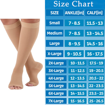 Made in USA - Open Toe Mens Compression Socks 30-40 mmHg - A311M