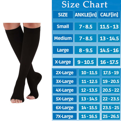 Made in USA - Open Toe Mens Compression Socks 30-40 mmHg - A311M