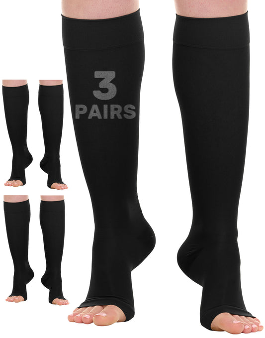 15-20mmHg Open Toe Sheer Compression Socks for Women 3 Pairs - A413