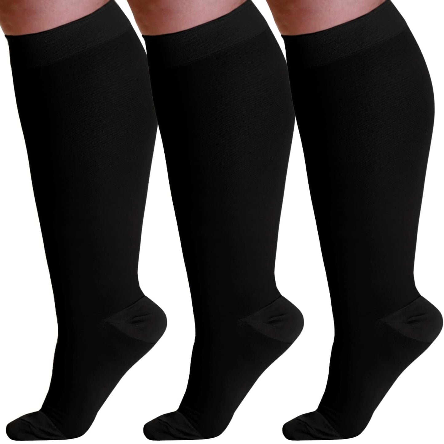 Absolute Support Unisex 20–30mmHg Firm Graduated Compression Socks, Knee High, 3-Pack – Medical Support, Varicose Veins & Swelling Relief