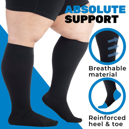 Absolute Support Unisex 20–30mmHg Firm Graduated Compression Socks, Knee High, 3-Pack – Medical Support, Varicose Veins & Swelling Relief